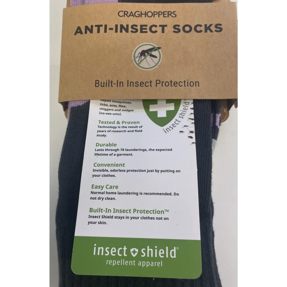 Craghoppers Anti-insect Shield Socks Pro Adventure Size Small 4-6 NEW Purple